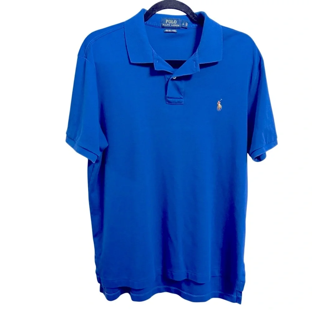 Polo Ralph Lauren Pima Soft Touch Short Sleeve Blue Polo Pony Logo Size Large